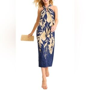 Tommy Bahama Regal Fronds Halter Midi Dress in Island Navy